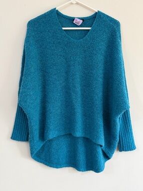Eileen Fisher S Superfine Alpaca Lightweight Sweater Oversized Knit Turquoise